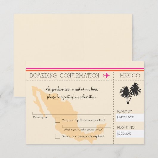 RSVP-instapkaart naar Mexico RSVP Kaartje (Voorkant / Achterkant)