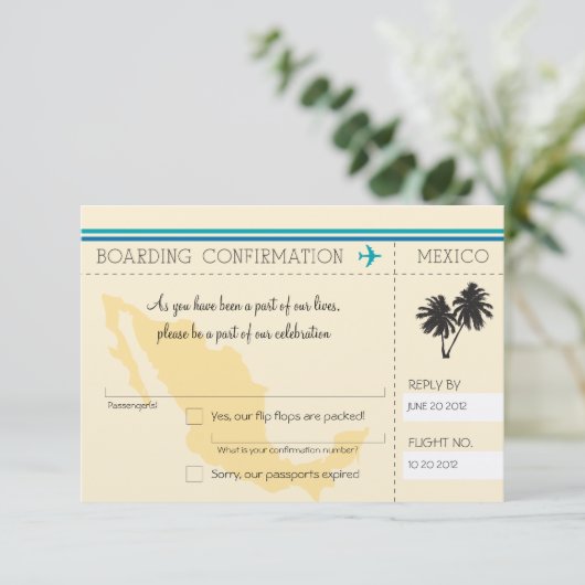 RSVP-instapkaart naar Mexico RSVP Kaartje (Staand voorkant)