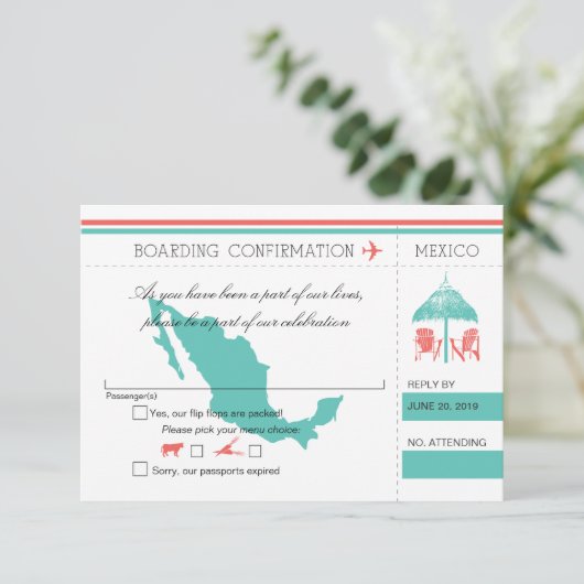 RSVP-instapkaart naar Mexico RSVP Kaartje (Staand voorkant)