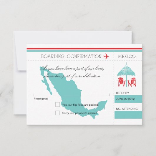RSVP-instapkaart naar Mexico RSVP Kaartje (Voorkant)