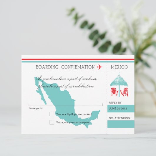 RSVP-instapkaart naar Mexico RSVP Kaartje (Staand voorkant)