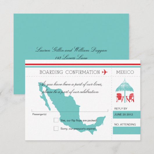 RSVP-instapkaart naar Mexico RSVP Kaartje (Voorkant / Achterkant)