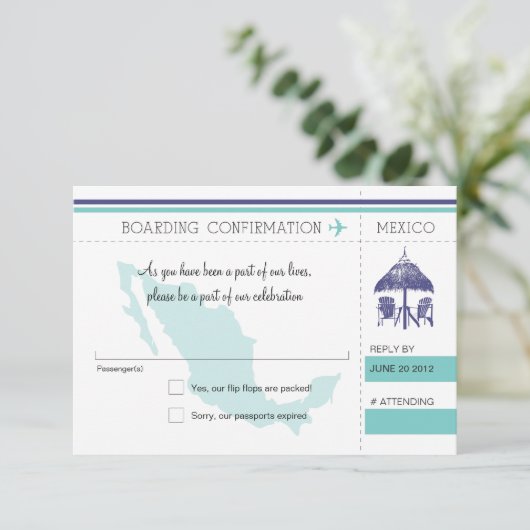 RSVP-instapkaart naar Mexico RSVP Kaartje (Staand voorkant)