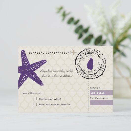 RSVP-instapkaart naar Saint Lucia Kaart (Staand voorkant)