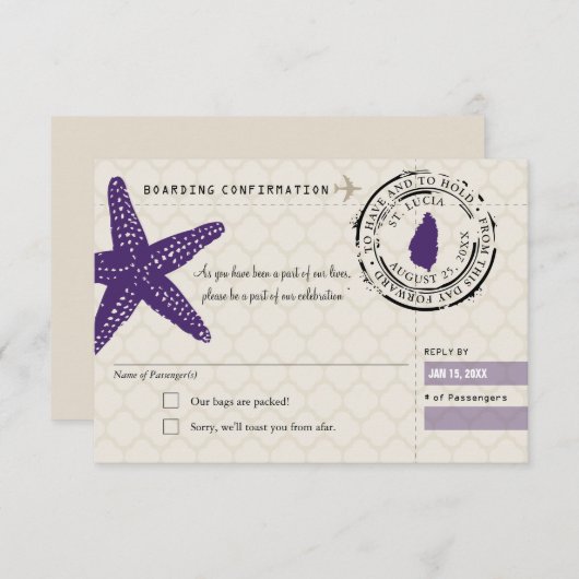 RSVP-instapkaart naar Saint Lucia Kaart (Voorkant / Achterkant)