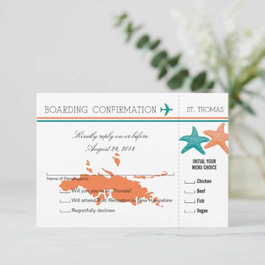 RSVP-instapkaart naar St. Thomas RSVP Kaartje (Staand voorkant)