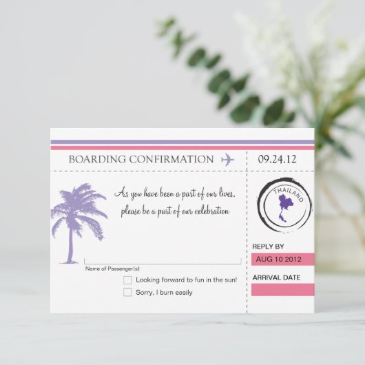 RSVP Instapkaart NAAR THAILAND (Staand voorkant)