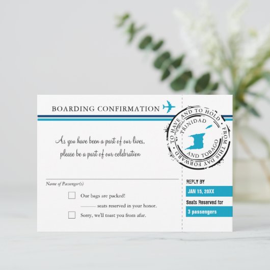 RSVP-instapkaart naar Trinidad en Tobago Kaart (Staand voorkant)