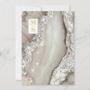 *~ RSVP IVOOR Zilver QR Initialen AR66 Bruiloft Kaart