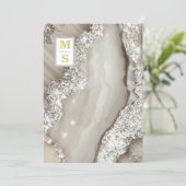 *~ RSVP IVOOR Zilver QR Initialen AR66 Bruiloft Kaart (Staand voorkant)