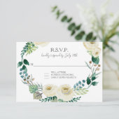 RSVP Ivory Roos Floral BOHO Leaf Wreate Waterverf (Staand voorkant)
