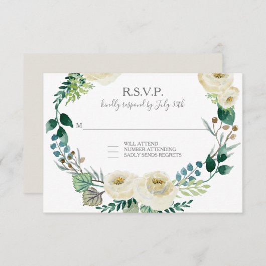 RSVP Ivory Roos Floral BOHO Leaf Wreate Waterverf (Voorkant / Achterkant)