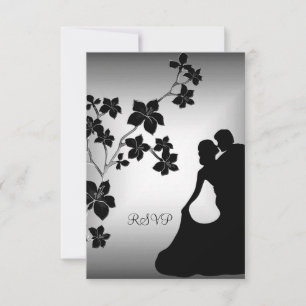 RSVP Jubileum Asian Black Silver Floral Couple Kaart