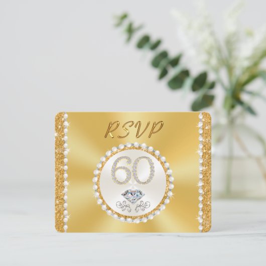 RSVP-Jubileum met 60e bruiloft Kaart (Staand voorkant)