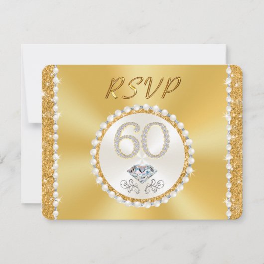 RSVP-Jubileum met 60e bruiloft Kaart (Voorkant)