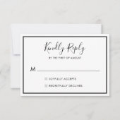 RSVP-Kaart 01 met zwarte en witte minimalistische  RSVP Kaartje (Voorkant)