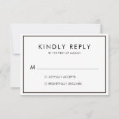 RSVP-Kaart 01 met zwarte en witte minimalistische  RSVP Kaartje (Voorkant)