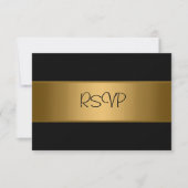 RSVP-kaart Alle evenementen Elegant Black Bronze G RSVP Kaartje (Voorkant)