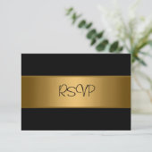 RSVP-kaart Alle evenementen Elegant Black Bronze G RSVP Kaartje (Staand voorkant)