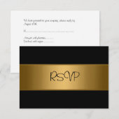 RSVP-kaart Alle evenementen Elegant Black Bronze G RSVP Kaartje (Voorkant / Achterkant)