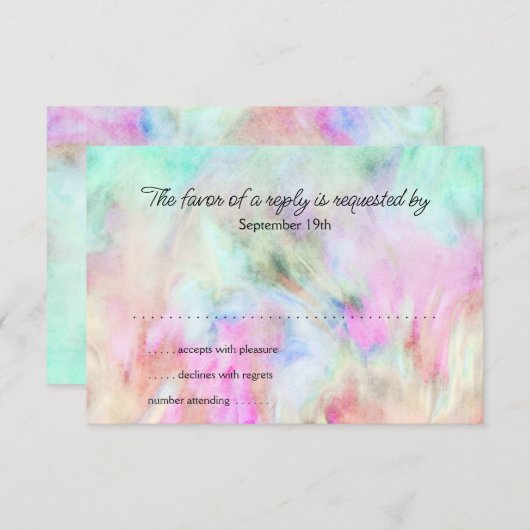 RSVP-kaart Aqua Tie Dye Design RSVP Kaartje (Voorkant / Achterkant)