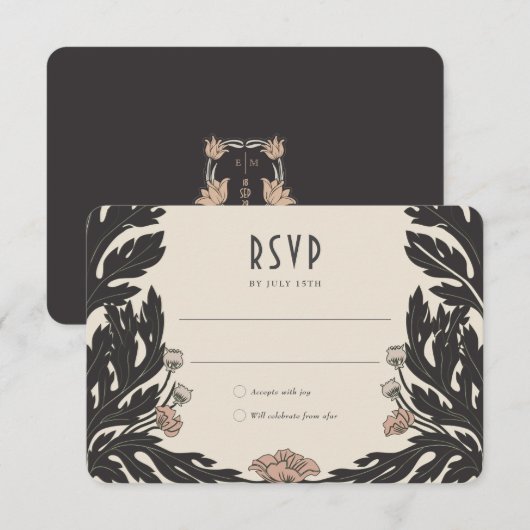 RSVP-kaart  Art Nouveau Kaart (Voorkant / Achterkant)