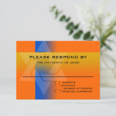 RSVP-kaart blauw en geel op elke kleur RSVP Kaartje (Staand voorkant)