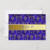 RSVP-kaart—Blauw en goud RSVP Kaartje (Voorkant)
