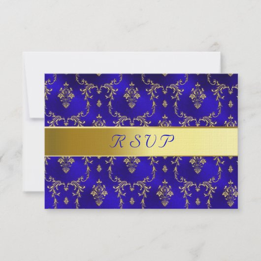 RSVP-kaart—Blauw en goud RSVP Kaartje (Voorkant)