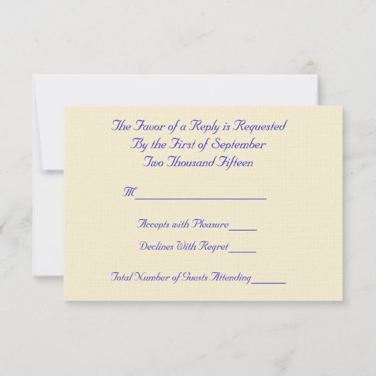 RSVP-kaart—Blauw en goud RSVP Kaartje (Achterkant)