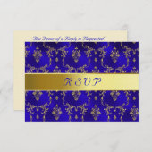 RSVP-kaart—Blauw en goud RSVP Kaartje (Voorkant / Achterkant)
