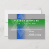 RSVP-kaart blauw en groen op elke kleur RSVP Kaartje (Voorkant)