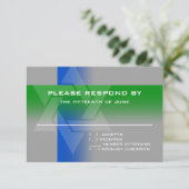 RSVP-kaart blauw en groen op elke kleur RSVP Kaartje (Staand voorkant)