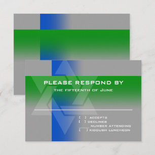 RSVP-kaart blauw en groen op elke kleur RSVP Kaartje