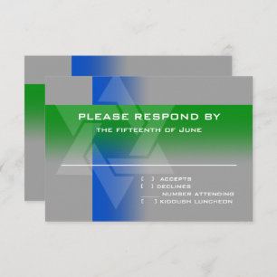 RSVP-kaart blauw en groen op elke kleur RSVP Kaartje