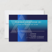 RSVP-kaart blauw en Turquoise op elke kleur RSVP Kaartje (Voorkant)