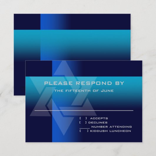 RSVP-kaart blauw en Turquoise op elke kleur RSVP Kaartje (Voorkant / Achterkant)