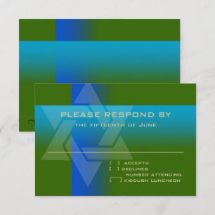 RSVP-kaart blauw en turquoise op elke kleur RSVP Kaartje