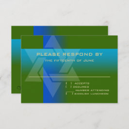 RSVP-kaart blauw en Turquoise op elke kleur RSVP Kaartje