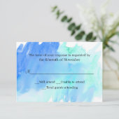RSVP-kaart blauwe en groene Waterverf RSVP Kaartje (Staand voorkant)