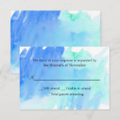 RSVP-kaart blauwe en groene Waterverf RSVP Kaartje (Voorkant / Achterkant)