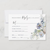 RSVP-kaart blauwe en witte Floral bruiloft RSVP Kaartje (Achterkant)