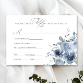RSVP-kaart blauwe en witte Floral bruiloft RSVP Kaartje