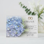 RSVP kaart Blauwe Hydrangea stijl 2 (Staand voorkant)