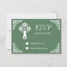 RSVP kaart Bloemen Kruis Doop varen Groen