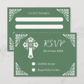 RSVP kaart Bloemen Kruis Doop varen Groen (Voorkant / Achterkant)