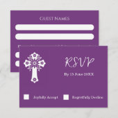 RSVP-kaart Bloemenkruis doopsel Sweet Plum RSVP Kaartje (Voorkant / Achterkant)