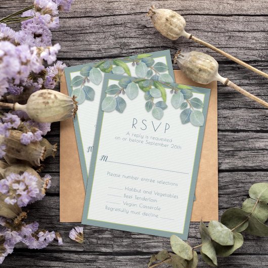 RSVP-kaart botanische Eucalyptustak Kaart