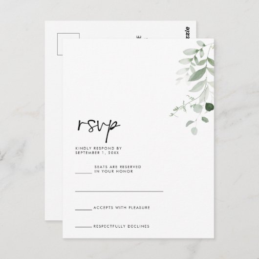 RSVP-kaart Briefkaart (Voorkant / Achterkant)