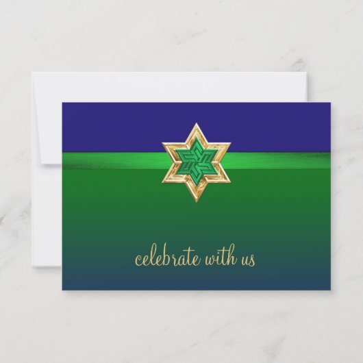 RSVP-kaart Bright Green en Blue Ombre Star Kaart (Achterkant)